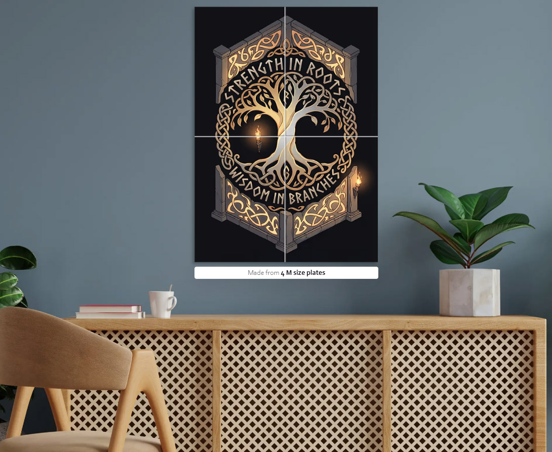 Viking Tree of Life Emblem — metal poster wall art by Lineer